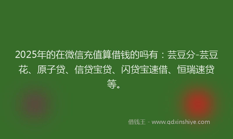 2025年的在微信充值算借钱的吗有：芸豆分-芸豆花、原子贷、信贷宝贷、闪贷宝速借、恒瑞速贷等。