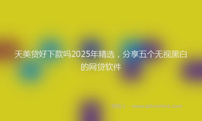 天美贷好下款吗2025年精选，分享五个无视黑白的网贷软件