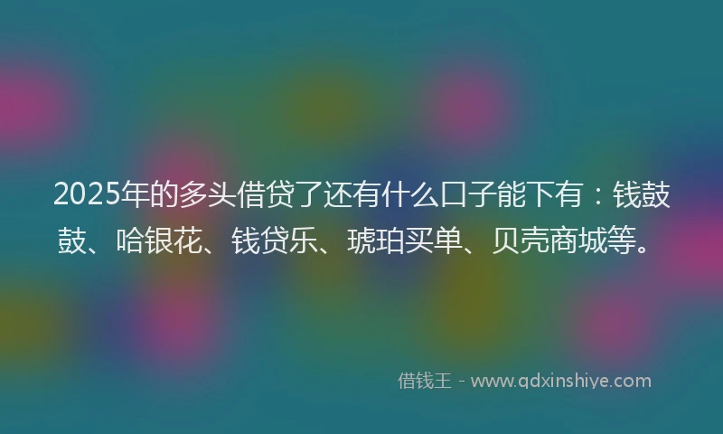 2025年的多头借贷了还有什么口子能下有：钱鼓鼓、哈银花、钱贷乐、琥珀买单、贝壳商城等。