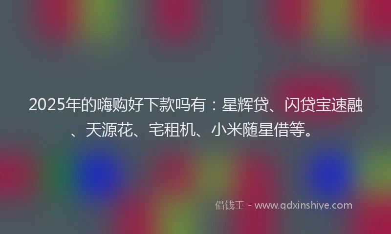 2025年的嗨购好下款吗有：星辉贷、闪贷宝速融、天源花、宅租机、小米随星借等。