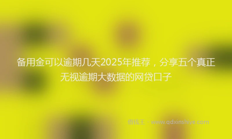 备用金可以逾期几天2025年推荐，分享五个真正无视逾期大数据的网贷口子