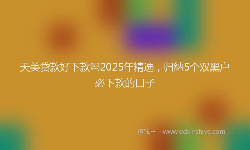 天美贷款好下款吗2025年精选，归纳5个双黑户必下款的口子