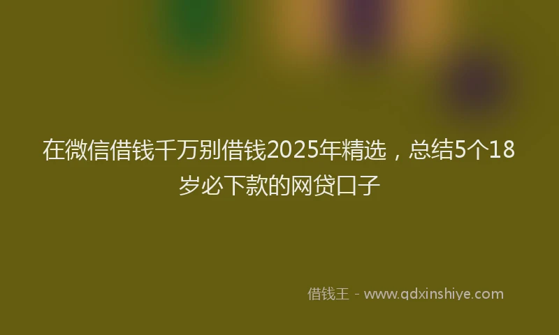 在微信借钱千万别借钱2025年精选,总结5个18岁必下款的网贷口子