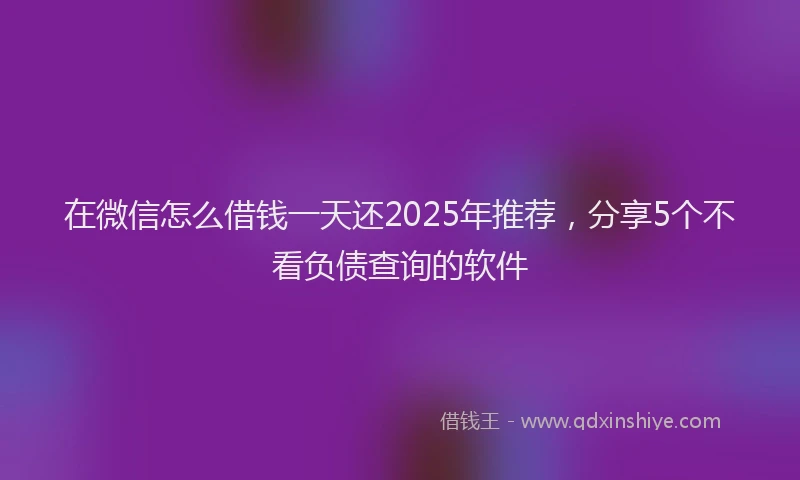 在微信怎么借钱一天还2025年推荐，分享5个不看负债查询的软件