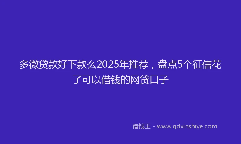 多微贷款好下款么2025年推荐，盘点5个征信花了可以借钱的网贷口子