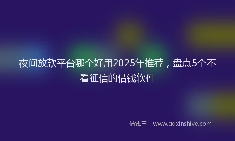 夜间放款平台哪个好用2025年推荐，盘点5个不看征信的借钱软件