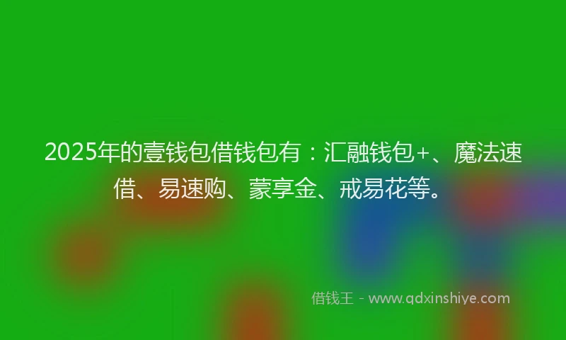 2025年的壹钱包借钱包有：汇融钱包+、魔法速借、易速购、蒙享金、戒易花等。
