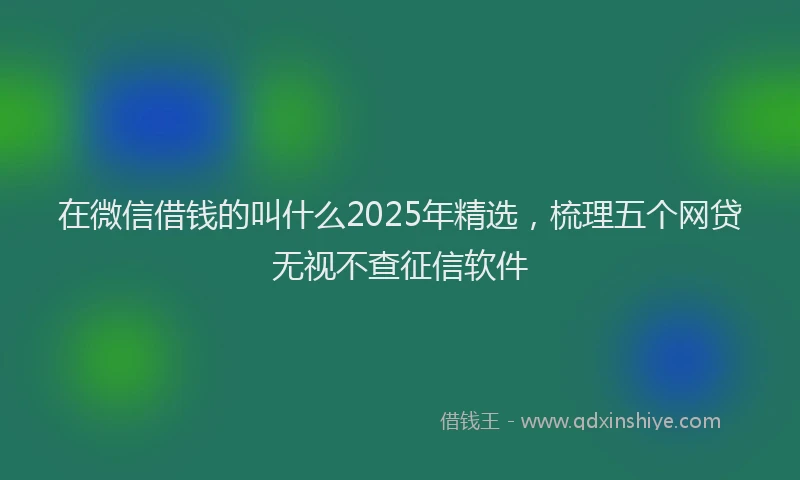 在微信借钱的叫什么2025年精选，梳理五个网贷无视不查征信软件