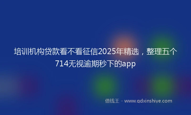 培训机构贷款看不看征信2025年精选，整理五个714无视逾期秒下的app