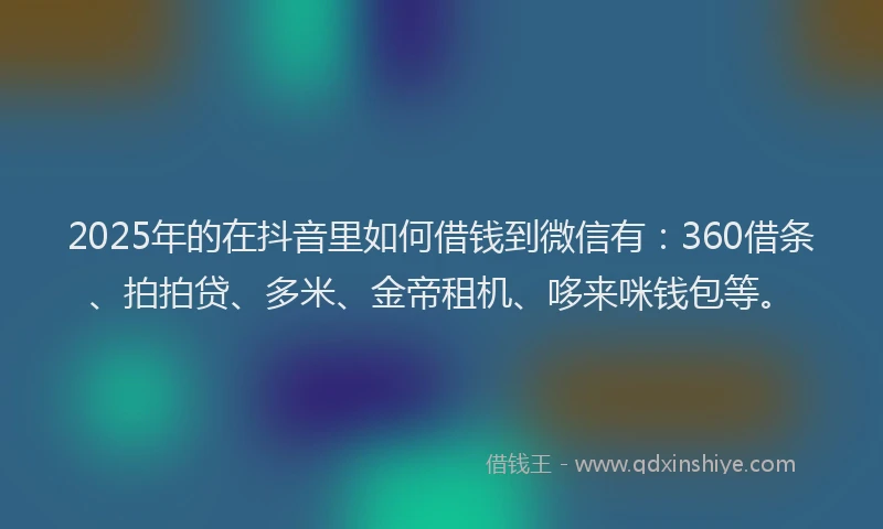 2025年的在抖音里如何借钱到微信有:360借条、拍拍贷、多米、金帝租机、哆来咪钱包等。