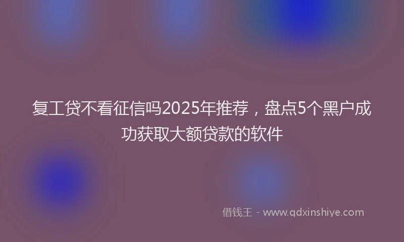 复工贷不看征信吗2025年推荐，盘点5个黑户成功获取大额贷款的软件