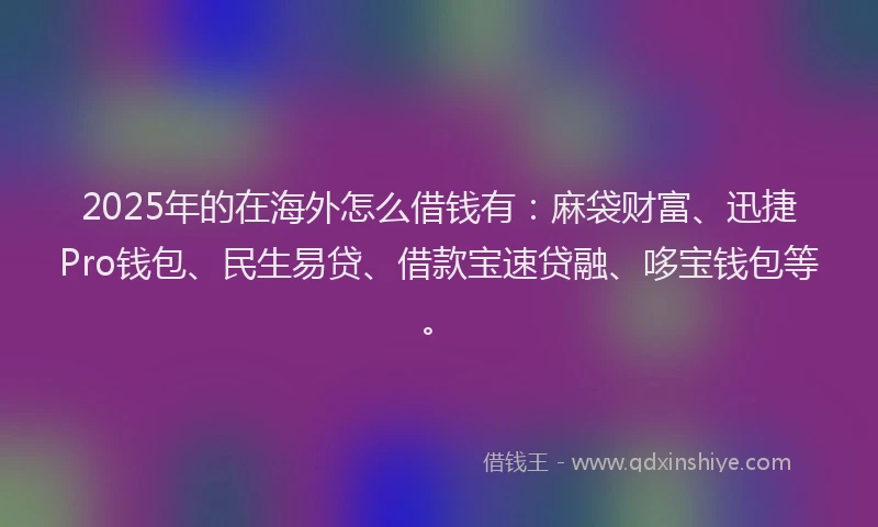 2025年的在海外怎么借钱有：麻袋财富、迅捷Pro钱包、民生易贷、借款宝速贷融、哆宝钱包等。