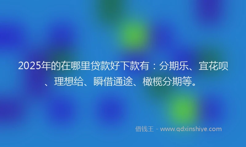 2025年的在哪里贷款好下款有：分期乐、宜花呗、理想给、瞬借通途、橄榄分期等。