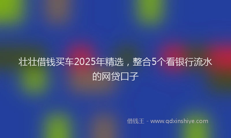 壮壮借钱买车2025年精选，整合5个看银行流水的网贷口子