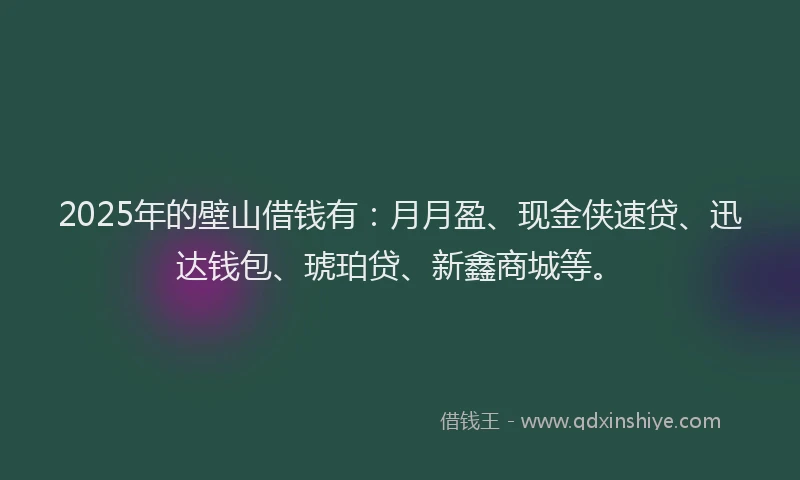 2025年的壁山借钱有：月月盈、现金侠速贷、迅达钱包、琥珀贷、新鑫商城等。