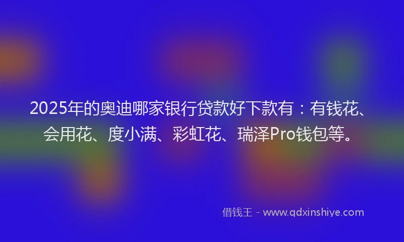 2025年的奥迪哪家银行贷款好下款有：有钱花、会用花、度小满、彩虹花、瑞泽Pro钱包等。