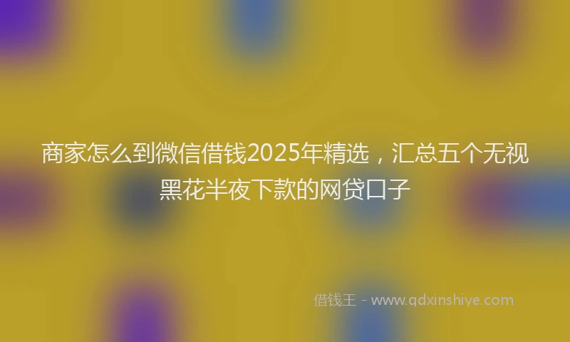 商家怎么到微信借钱2025年精选，汇总五个无视黑花半夜下款的网贷口子