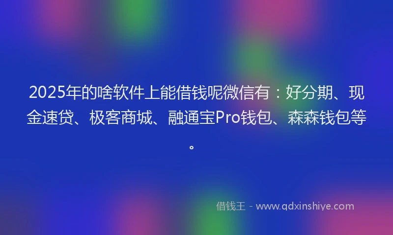 2025年的啥软件上能借钱呢微信有：好分期、现金速贷、极客商城、融通宝Pro钱包、森森钱包等。