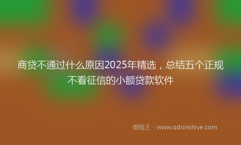 商贷不通过什么原因2025年精选，总结五个正规不看征信的小额贷款软件