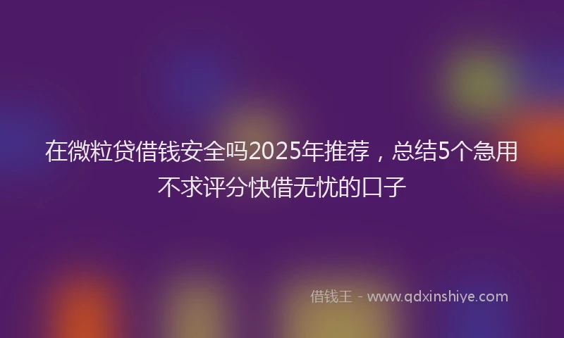 在微粒贷借钱安全吗2025年推荐，总结5个急用不求评分快借无忧的口子