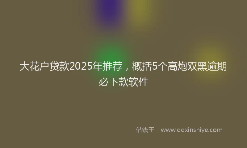 大花户贷款2025年推荐，概括5个高炮双黑逾期必下款软件