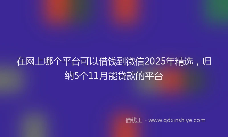 在网上哪个平台可以借钱到微信2025年精选，归纳5个11月能贷款的平台