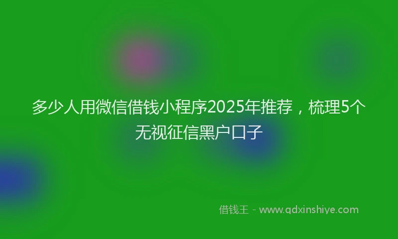 多少人用微信借钱小程序2025年推荐，梳理5个无视征信黑户口子