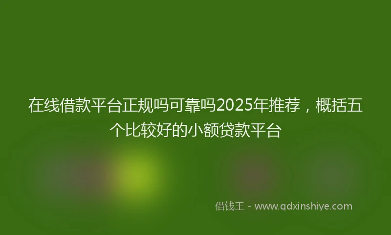 在线借款平台正规吗可靠吗2025年推荐,概括五个比较好的小额贷款平台