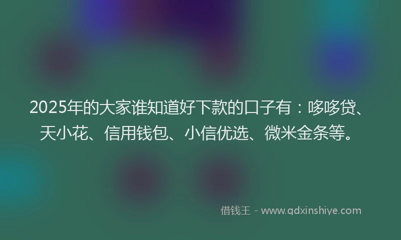 2025年的大家谁知道好下款的口子有：哆哆贷、天小花、信用钱包、小信优选、微米金条等。