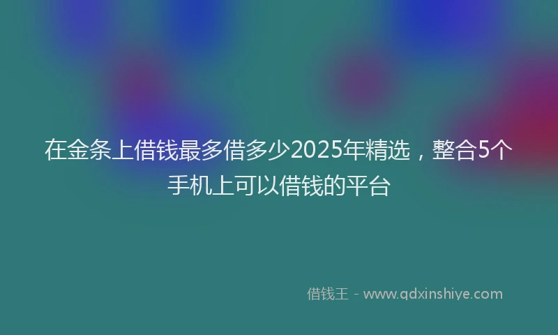 在金条上借钱最多借多少2025年精选，整合5个手机上可以借钱的平台