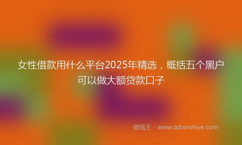 女性借款用什么平台2025年精选，概括五个黑户可以做大额贷款口子