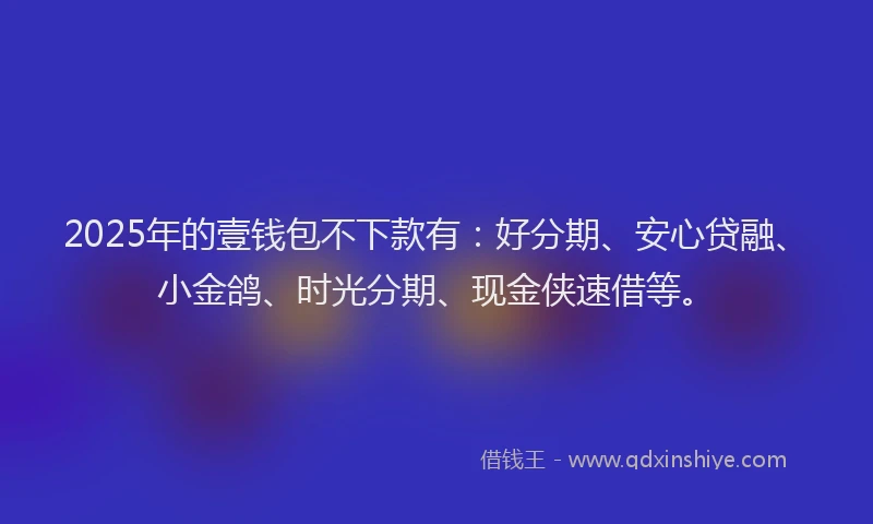 2025年的壹钱包不下款有：好分期、安心贷融、小金鸽、时光分期、现金侠速借等。