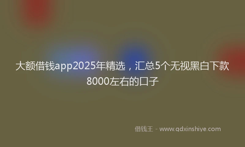 大额借钱app2025年精选，汇总5个无视黑白下款8000左右的口子