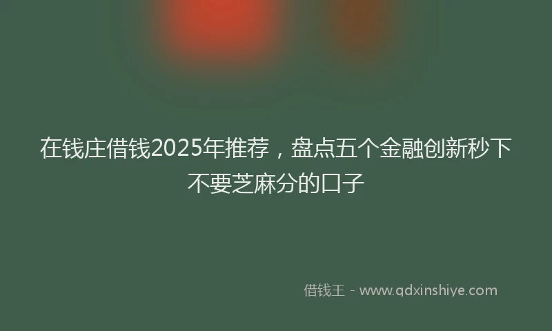 在钱庄借钱2025年推荐，盘点五个金融创新秒下不要芝麻分的口子