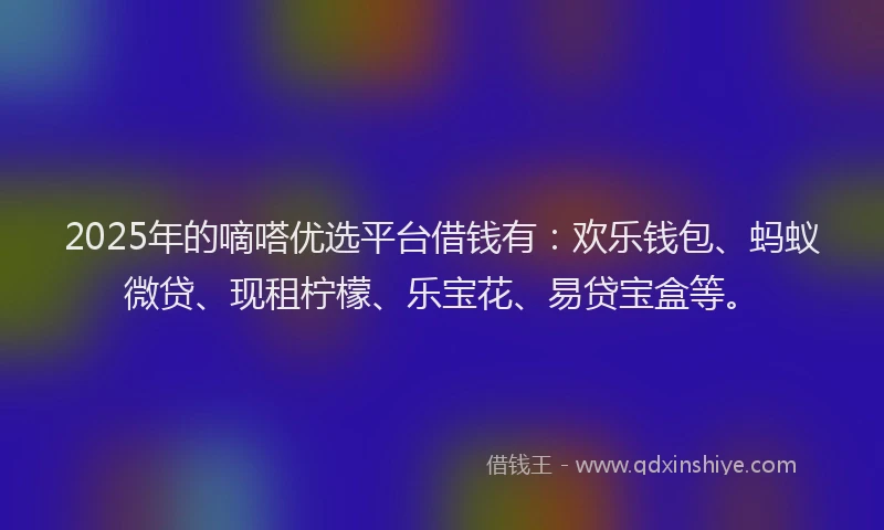 2025年的嘀嗒优选平台借钱有：欢乐钱包、蚂蚁微贷、现租柠檬、乐宝花、易贷宝盒等。