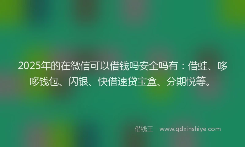 2025年的在微信可以借钱吗安全吗有：借蛙、哆哆钱包、闪银、快借速贷宝盒、分期悦等。