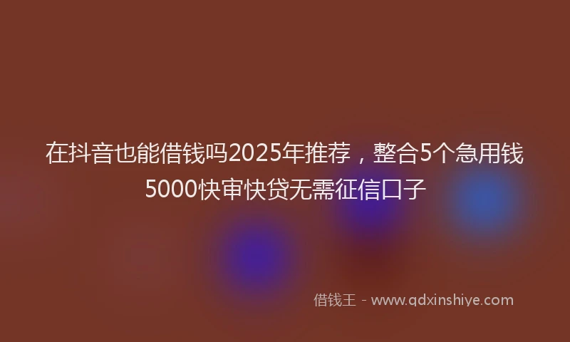 在抖音也能借钱吗2025年推荐，整合5个急用钱5000快审快贷无需征信口子