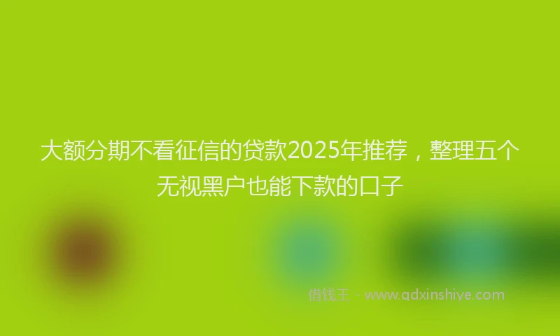 大额分期不看征信的贷款2025年推荐，整理五个无视黑户也能下款的口子