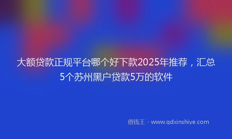 大额贷款正规平台哪个好下款2025年推荐，汇总5个苏州黑户贷款5万的软件