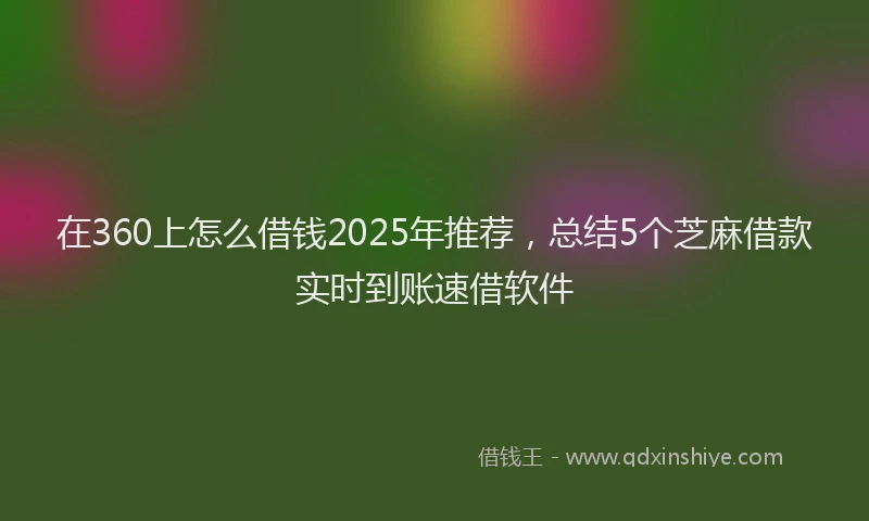 在360上怎么借钱2025年推荐，总结5个芝麻借款实时到账速借软件