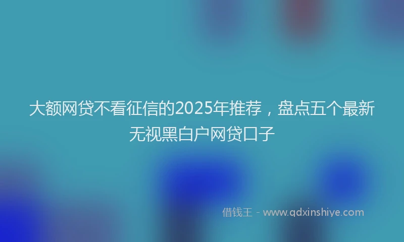 大额网贷不看征信的2025年推荐，盘点五个最新无视黑白户网贷口子