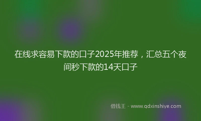 在线求容易下款的口子2025年推荐，汇总五个夜间秒下款的14天口子