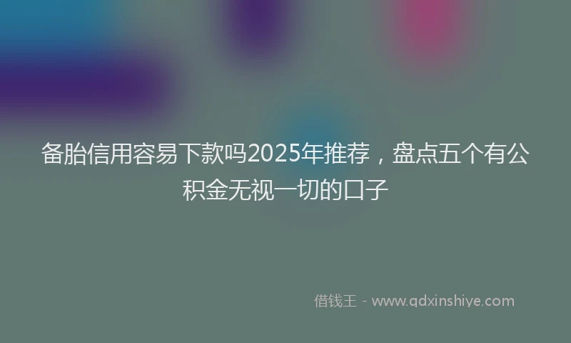 备胎信用容易下款吗2025年推荐，盘点五个有公积金无视一切的口子