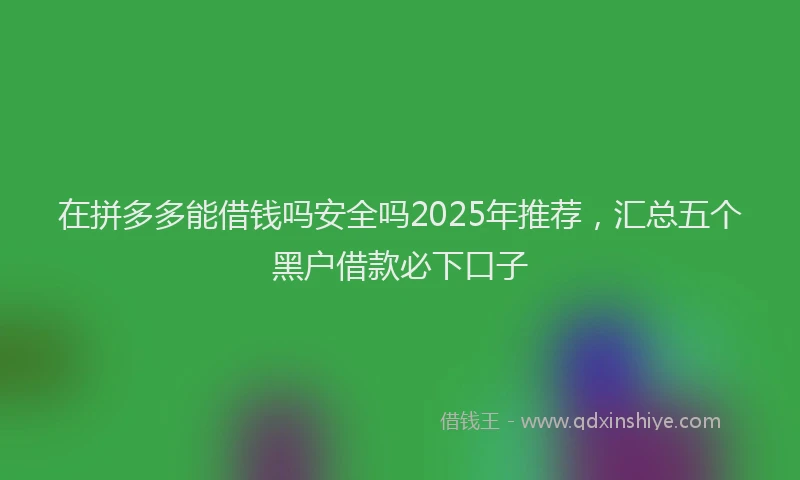 在拼多多能借钱吗安全吗2025年推荐，汇总五个黑户借款必下口子