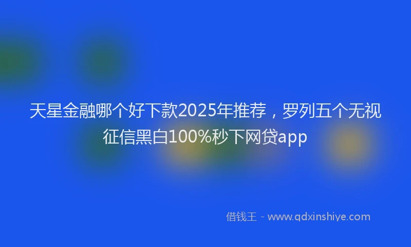 天星金融哪个好下款2025年推荐，罗列五个无视征信黑白100%秒下网贷app