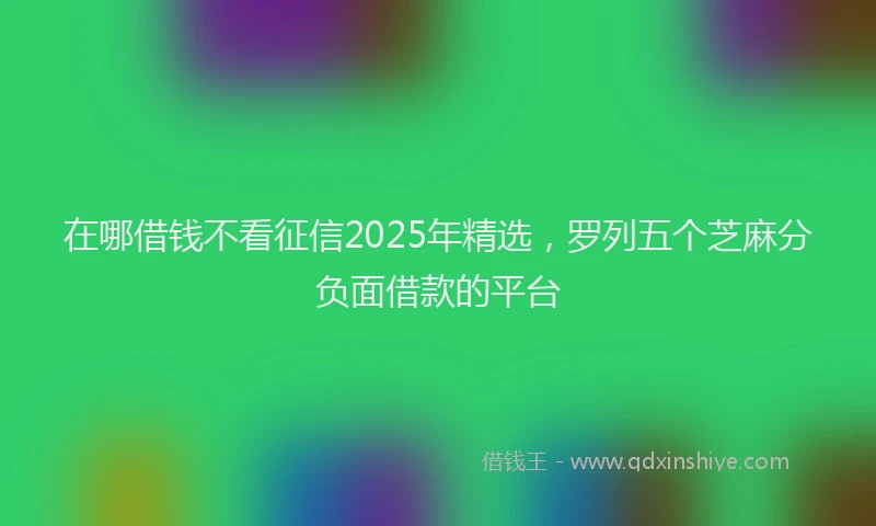 在哪借钱不看征信2025年精选，罗列五个芝麻分负面借款的平台