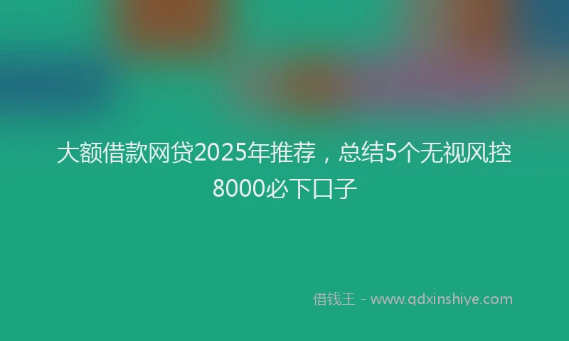 大额借款网贷2025年推荐，总结5个无视风控8000必下口子