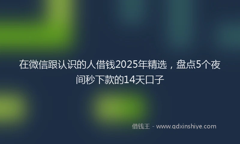 在微信跟认识的人借钱2025年精选,盘点5个夜间秒下款的14天口子