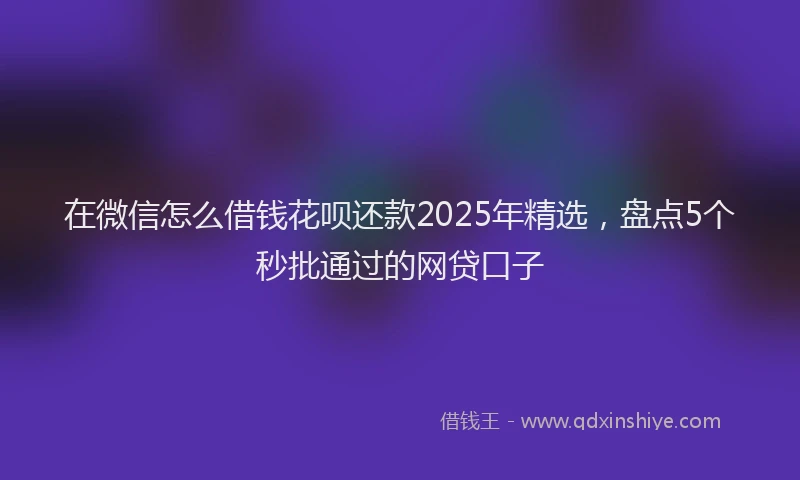 在微信怎么借钱花呗还款2025年精选，盘点5个秒批通过的网贷口子