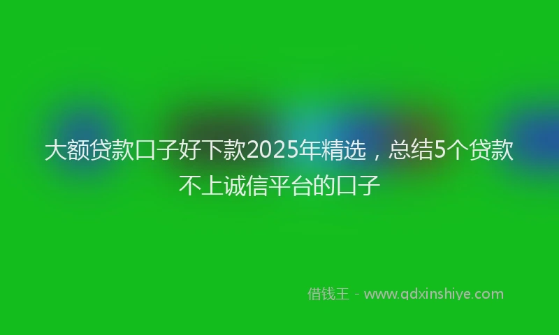 大额贷款口子好下款2025年精选，总结5个贷款不上诚信平台的口子